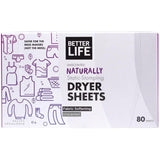 DRYER SHEETS FABRIC SOFTENING, Scent-Free, 80 sheets - Eco Friendly Cleaning Products
